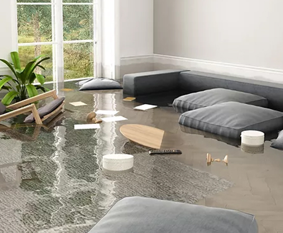 water flooded in living room
