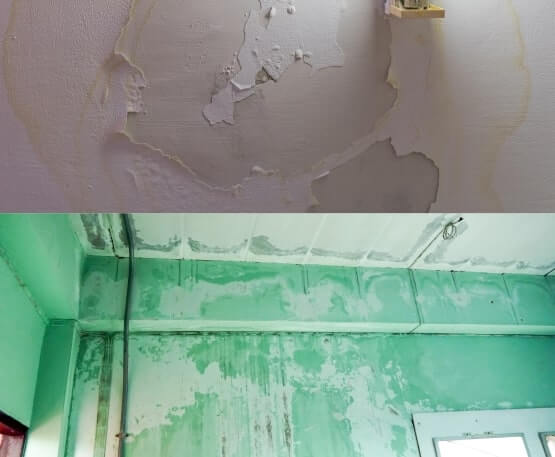 Wet walls because of moisture