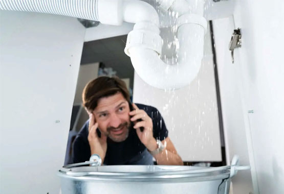 Man calling plumber
